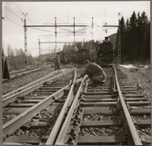 Växelkorsning från olycksplatsen efter urspårning i Simeå mars 1961.
