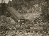 Tågolycka vid Getå den 1 oktober 1918 där bland annat, Statens Järnvägar, SJ F 1200 rasade nedför slänten efter ett banvallsras.