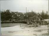 Slind. Statens Järnvägar, SJ. Brobygget över Skellefte älv i mars 1910.