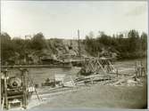 Slind. Statens Järnvägar, SJ. Brobygget över Skellefte älv i juli 1910.