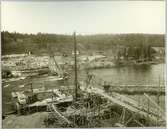 Slind. Statens Järnvägar, SJ. Brobygget över Skellefte älv i augusti 1910.