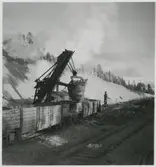 Banbyggnad Inlandsbanan.
Vaimats grusgrop.