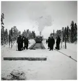 Banbyggnad Inlandsbanan.
Rälsläggning vid Jokkmokk.