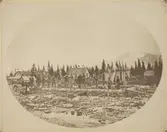 SJs banbyggnad av Linjen Torpshammar- Riksgränsen. (Storlien)  Stationshusgrunden på Enafors bangård, år 1875.