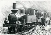 Västergötland - Göteborgs Järnväg, VGJ lok 1. På linjen mellan Göteborg och Skara vid byggandet av Västergötland - Göteborgs Järnväg.