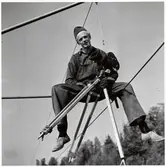 Elektrifieringsarbete på linjen mellan Stöde och Nedansjö.