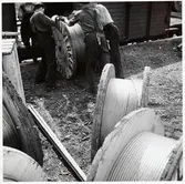 Elektrifieringsarbete på linjen mellan Stöde och Nedansjö.