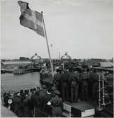 S/S Drottning Wictoria på väg in i Trelleborgs hamn med engelska krigsfångar.