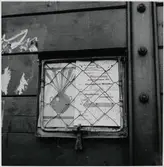 Adresslapp på godsvagn.