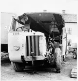 Krockskadad buss.
