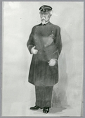 Målning av en okänd stationsinspektor i uniform.
