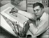 Tecknaren H. Söderlund som tecknade för Konduktörsposten.