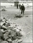 Is- och snöröjning vid station.