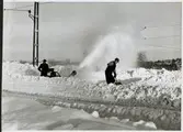 Snöröjning av malmbangården i Grängesberg.