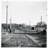 Järnvägsövergång på bangården i Målilla.