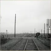 Järnvägsövergång med vaktkur vid Östra Strö på linjen mellan Skarhult och Hurva.