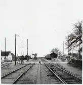 Järnvägsövergång vid bangården på Borrby station.