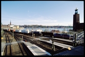 Utfarten från Stockholm centralstation i riktning mot Riddarholmen.