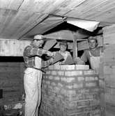 Verkstadskolegrabbar bygger kåk.
31 oktober 1958.
