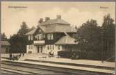 Stationsområde med resande och perrong.