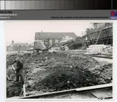 Torpedbåtslipen, förstärkning av spårbädd, schaktningsarbete, vy från sjöspåret västerut