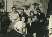 Hallen ca. 1949-50.
Sittande fr. v. 1. Nanny Johansson. 2. Arvid Johansson.
3. Sonhustrun Valborg Johansson. 4. Sonen Roland Johansson. 5. Sonsonen Dick Johansson.
Främre raden fr. v. 1. Dottern Ingrid Jägrud. 2. Kaj Jägrud. 
3. Svärsonen Bertil Jägrud.
Arvid Johansson, son till Johan och Augusta Karlsson, 