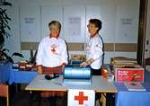Centrumkyrkan 20/11 1993.
Röda korset bazar.
Fr.v.:
Gunnel Tavson
Inga Brandin