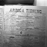 Annons i Arboga Tidning, 21 augusti 1906, om att klädes-manufaktur och kappaffären Öhrman & Melander öppnar i september.
Tidningen visades under företagets 50-årsjubileum, i oktober 1956.