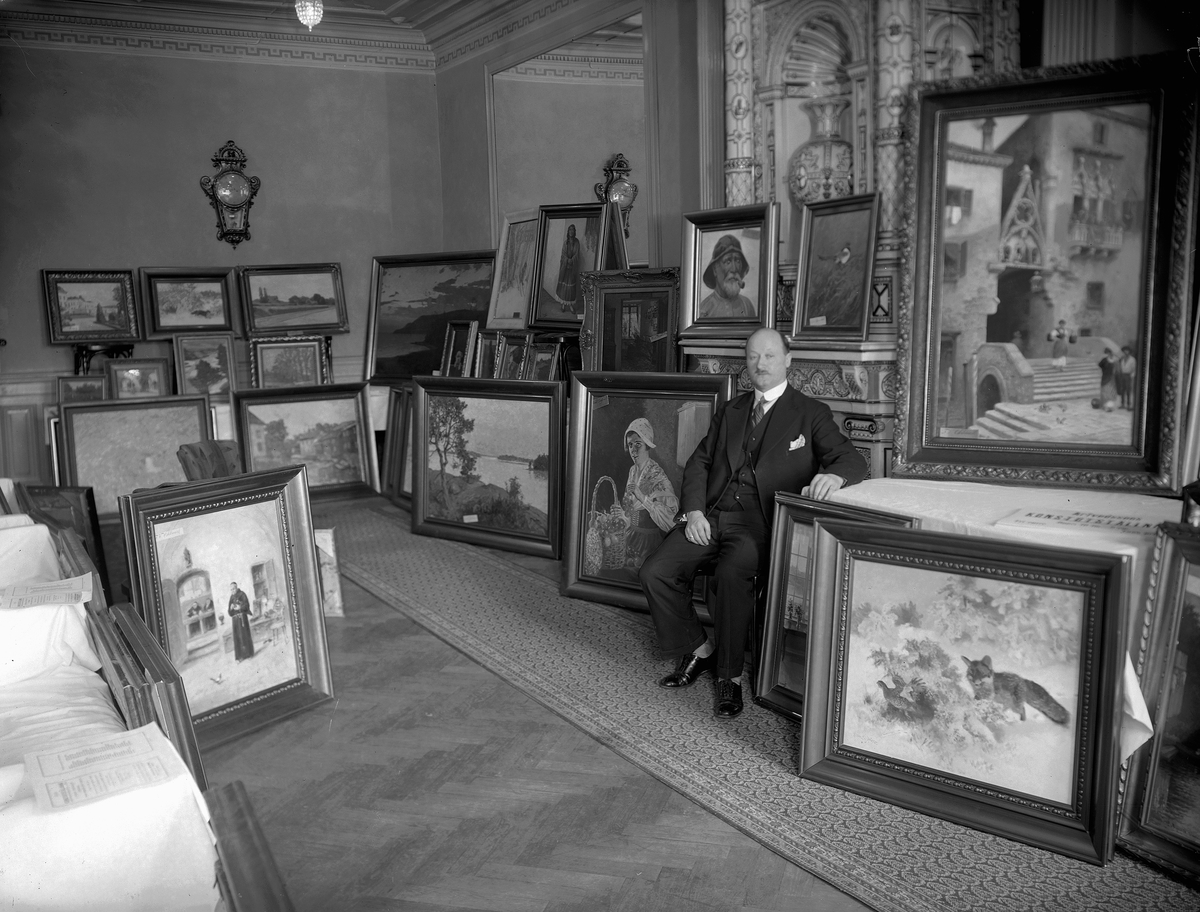Samuel Lindskog, Art exhibition at the Great Hotel, oil paintings. Arfvedsson art exhibition.