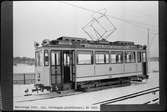 Aktiebolaget Stockholms Spårvägar, SS A2e 149, linje 14 som gick mellan Roslagstull och Kornhamnstorg. Fotograferad vid Hagalund järnvägsstation.