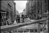 Pågående tunnelbanebygge  på Eriksgatan vid Sankt Eriksplan i Stockholm, 1946.