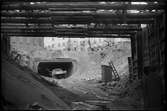 Vy från tunnelbanebygget i Stockholm 1946.