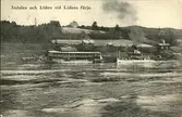 Vykort med motiv av ångbåtarna Indalen och Liden vid Lidens färjeläger.
