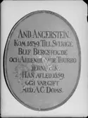 Minnestavla över bergsfogden And. Angerstein, Västerås Domkyrka.