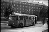 Aktiebolaget Stockholms Spårvägar, SS F3, trådbuss på linje 41 som trafikerade Stadshagsplan - Karlaplan - Furusundsgatan. Bussen levererades 1947-1949 och linje 41 var den sista linjen med trådbussar vilken upphörde 1964.