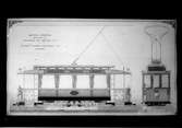 Ritning över Stockholms Nya Spårvägs Aktiebolag, SNS spårvagn 100.