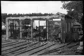 Ödeläggelse av vagnhall och fordon efter branden på Aga industriområde 1949-09-19, i Lidingö.
