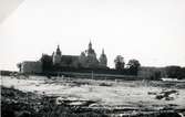 Kalmar slott vid utgrävningarna av Slottsfjärden 1932-1934.