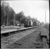 Lokomotor med godsvagnar.