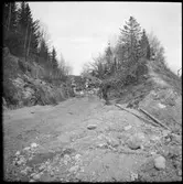 Förberedande arbete inför läggning av Museijärnvägen, Östra Södermanlands Järnväg, ÖSlJ smalspår för nya sträckningen Läggesta Södra.