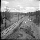 Bilden tagen vid Läggesta Östra station i samband med banbygge, som pågår till vänster i bild, för nya stäckningen av Museijärnvägen, Östra Södermanlands Järnväg, ÖSlJ Läggesta Södra.