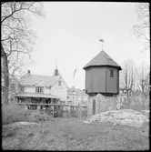 Vattentorn vid järnvägsstationen i Mariefred som användes av Museijärnväg Östra Södermanlands Järnväg, ÖSlJ.