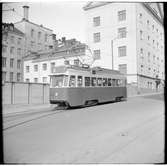 Helsingin Kaupupungin Liikennelaitos, HKL HM V 1 linje 6 vid hållplats på Kalevagatan.