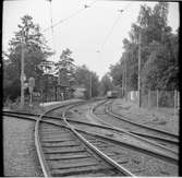 Aktiebolaget Stockholms Spårvägar, SS spårvagn in till hållplats vid Gladbacken / Orrspelsvägen.