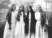 Från vänster: 
Greta, Astrid, Susanna och Hulda. 
Alla med efternamnet Andersson och bodde vid fotograferingen kvar i sin födelsesocken Brevik.

Arvid Andersson på bild nr A90492 är deras bror.