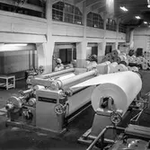 Man i arbete vid rullstol PM12 på pappersbruket Papyrus i Mölndal, 5/12 1959.