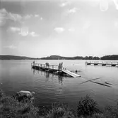 Ätrafors kraftstation, 25/7 1960. Dammen.