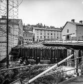 Mölndalsån nedströms Forsebron. Mölndal, 28/6 1963.