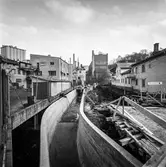 Vattenränna uppströms Forsebron i Mölndal, 31/10 1963.