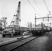 Gjutning vid byggnad nr 9 på pappersbruket Papyrus i Mölndal, 16/12 1964.